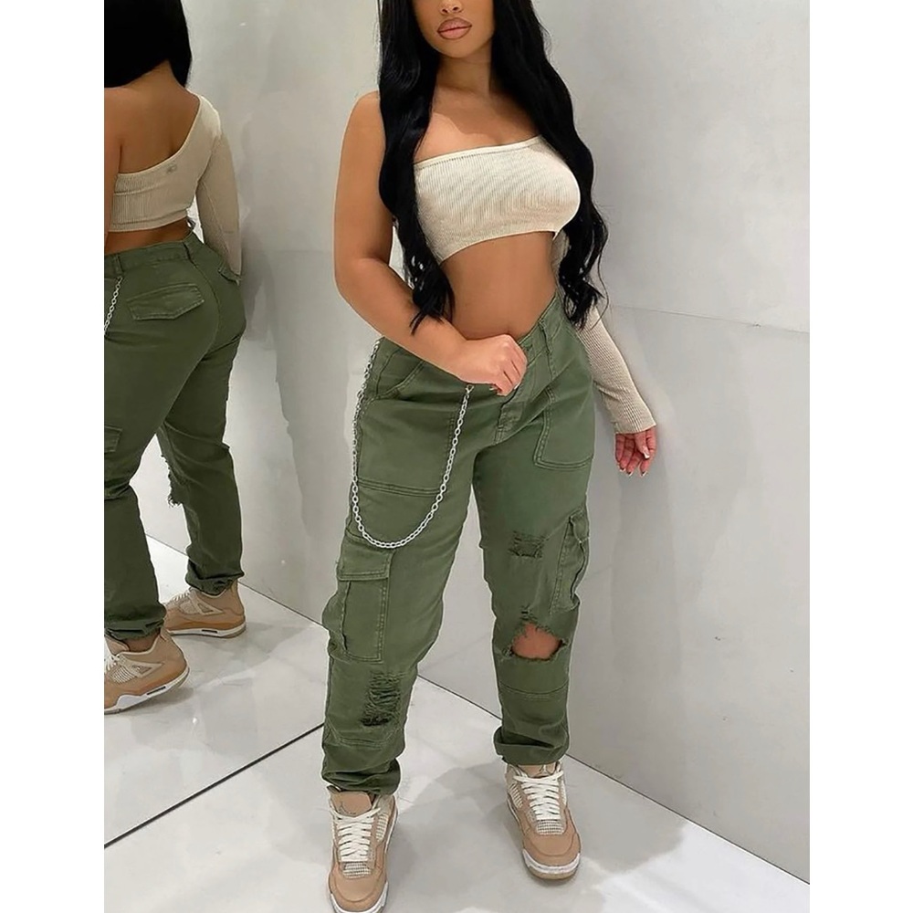 Yes Ma’am Cargo denim joggers - Olive